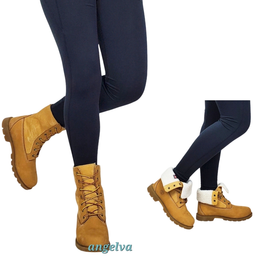 New Timberland linden woods waterproof fold down boots women 6 wheat nubuck faux - Picture 1 of 16